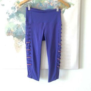 Lululemon Size 4 Leggings Breezy Crop Iris Flower Purple Activewear Reflective
